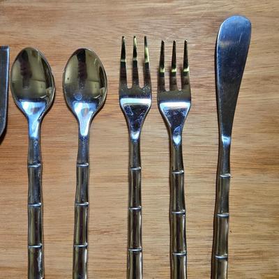 Mid Century Style Bamboo Serving Set