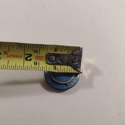 Antique Blue Guilloche Pill/Compact Box Pendant (#341)