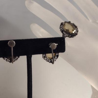 .800 Sterling Silver Ring and Earring Set- Approx Weight 11 Grams (#345)