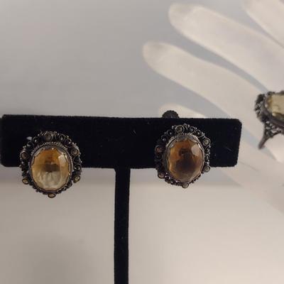 .800 Sterling Silver Ring and Earring Set- Approx Weight 11 Grams (#345)