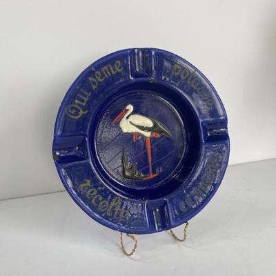Vintage advertising ashtray - blue enamelware made in France