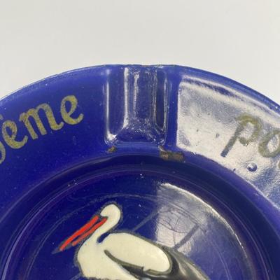 Vintage advertising ashtray - blue enamelware made in France