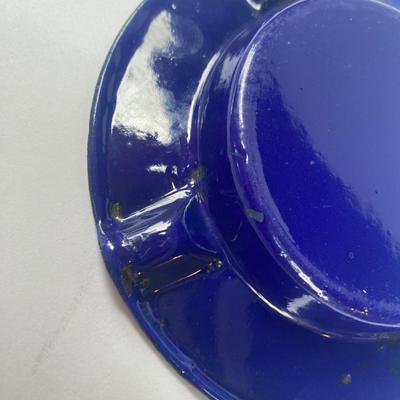 Vintage advertising ashtray - blue enamelware made in France