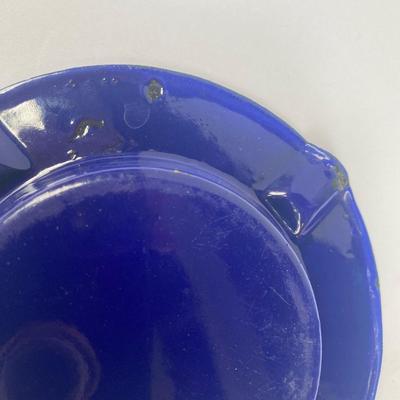 Vintage advertising ashtray - blue enamelware made in France