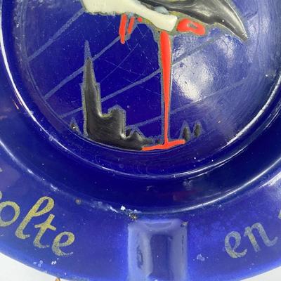 Vintage advertising ashtray - blue enamelware made in France