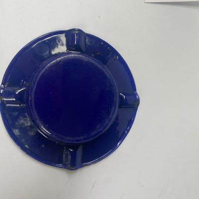 Vintage advertising ashtray - blue enamelware made in France
