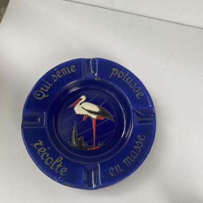 Vintage advertising ashtray - blue enamelware made in France