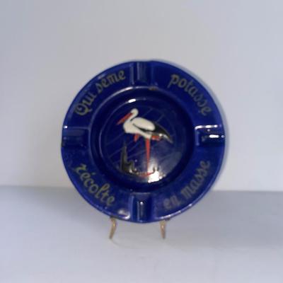 Vintage advertising ashtray - blue enamelware made in France