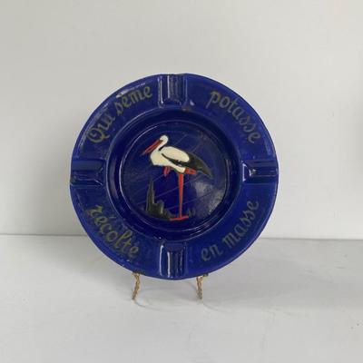 Vintage advertising ashtray - blue enamelware made in France