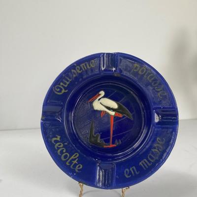 Vintage advertising ashtray - blue enamelware made in France