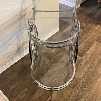 Vintage Mid Century Italian Chrome and Glass Bar Cart