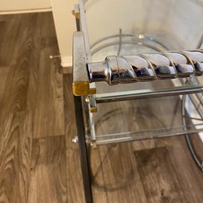 Vintage Mid Century Italian Chrome and Glass Bar Cart