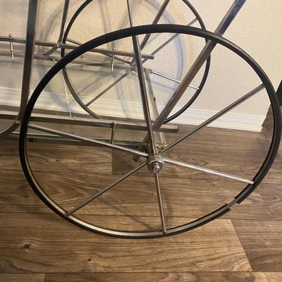 Vintage Mid Century Italian Chrome and Glass Bar Cart