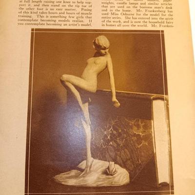 1927 Frankart Brass nude - Dancing lady smoke stand with two books 1927 models & Frankart