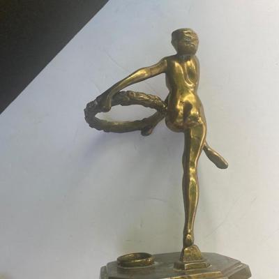 1927 Frankart Brass nude - Dancing lady smoke stand with two books 1927 models & Frankart