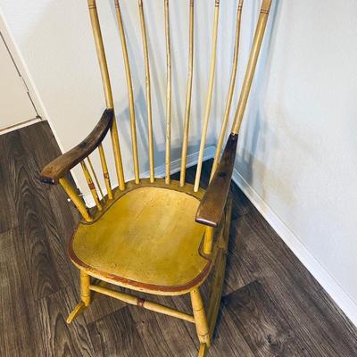 Antique hand painted wooden rocking chair