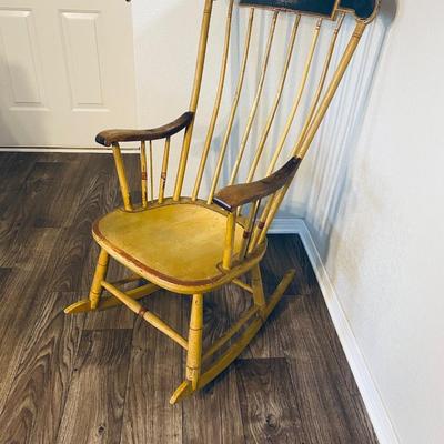 Antique hand painted wooden rocking chair