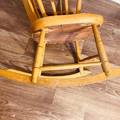Antique hand painted wooden rocking chair