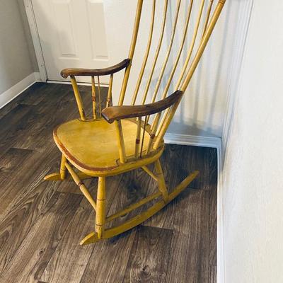 Antique hand painted wooden rocking chair