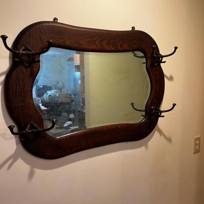 Wood Coat Rack Mirror (K-MK)