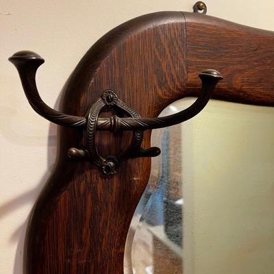 Wood Coat Rack Mirror (K-MK)