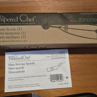 The Pampered Chef Scoop, Mini Spatula, and Cheese Crumbler