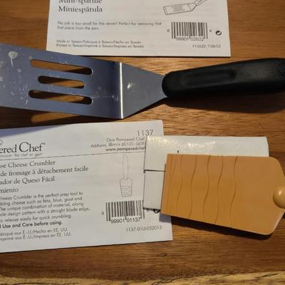 The Pampered Chef Scoop, Mini Spatula, and Cheese Crumbler
