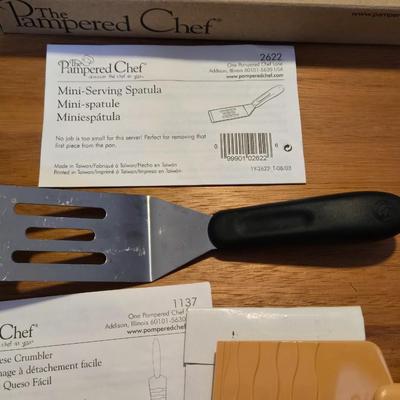 The Pampered Chef Scoop, Mini Spatula, and Cheese Crumbler
