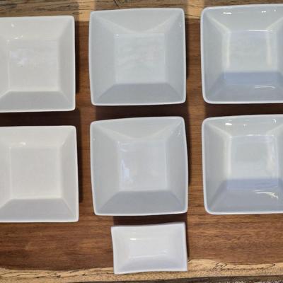 3 Different Sizes Square Bowls and a Condiment Dish