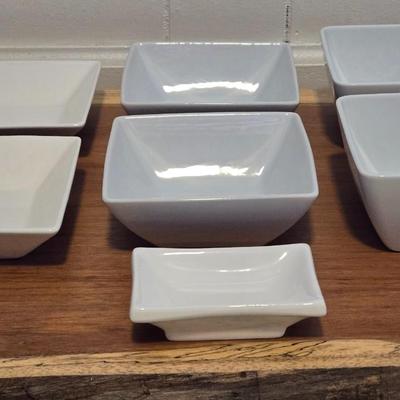 3 Different Sizes Square Bowls and a Condiment Dish