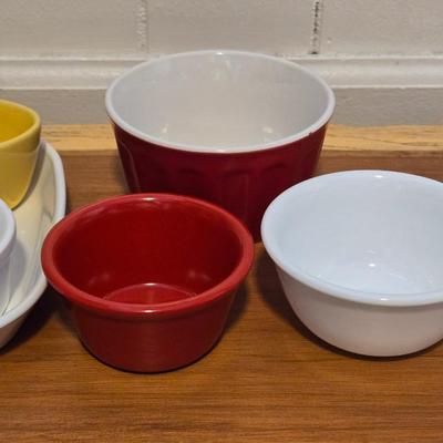 Red, Yellow, and White Small Snack & Condiment Bowls