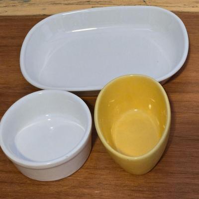 Red, Yellow, and White Small Snack & Condiment Bowls