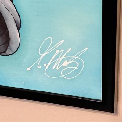 HENK MAK ~ Framed Vibrant Original Silk Painting Behind Acrylic