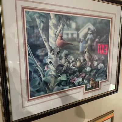 Cardinal matted and framed cardinal print