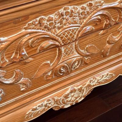 French Provincial Carved Solid Wood Chest