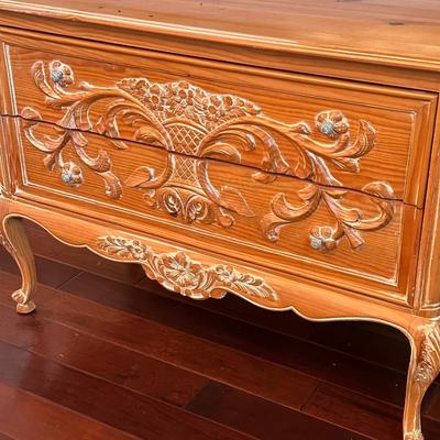 French Provincial Carved Solid Wood Chest