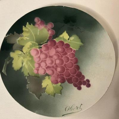 Hand painted grapes wall plate
