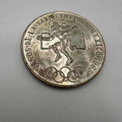 1968 Mexico XIX Olympic Games Silver Coin