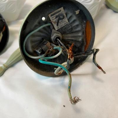 Four Green Metal Sconces with Frosted Glass Shades (B1-MK)