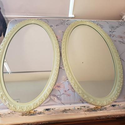 Two Oval Floral Framed Mirrors (B1-KD)