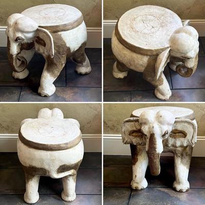 Solid Wood Carved Elephants ~ Three (3) Piece Chair & Table Set ~ *Read Details
