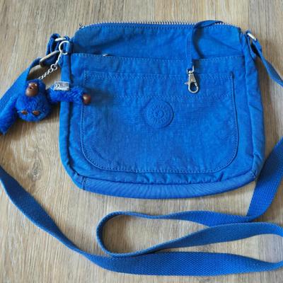 Kipling Blue Crossbody Bag with Signature Gorilla Keychain