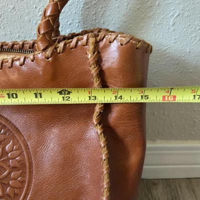 Wabags Brown Leather Embossed Handbag