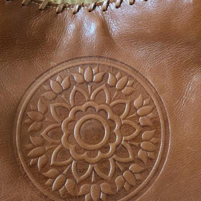 Wabags Brown Leather Embossed Handbag