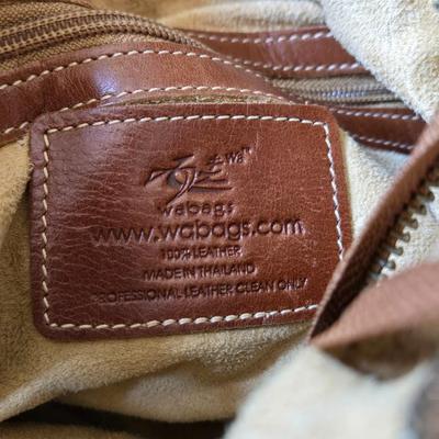 Wabags Brown Leather Embossed Handbag
