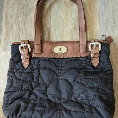 Fossil Key Per Black & Brown Handbag