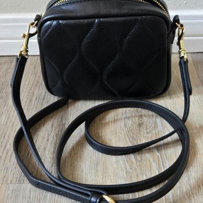 Black Quilted Small Crossbody with Gold Hardware