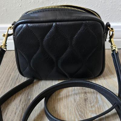 Black Quilted Small Crossbody with Gold Hardware