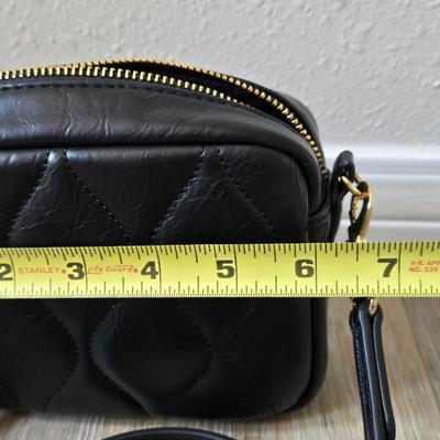 Black Quilted Small Crossbody with Gold Hardware