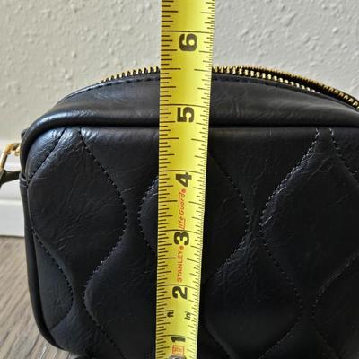 Black Quilted Small Crossbody with Gold Hardware